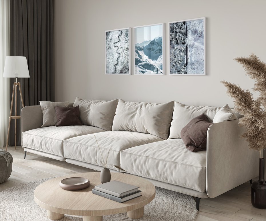 Zestaw obrazy w ramie 30x40 galeria - Góry, zima, śnieg - rama biała