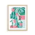 Plakat w ramie 30x40 - Rozkwitające Harmonie Form - abstrakcyjne pastelowe kwiaty, nowoczesna sztuka - rama drewno