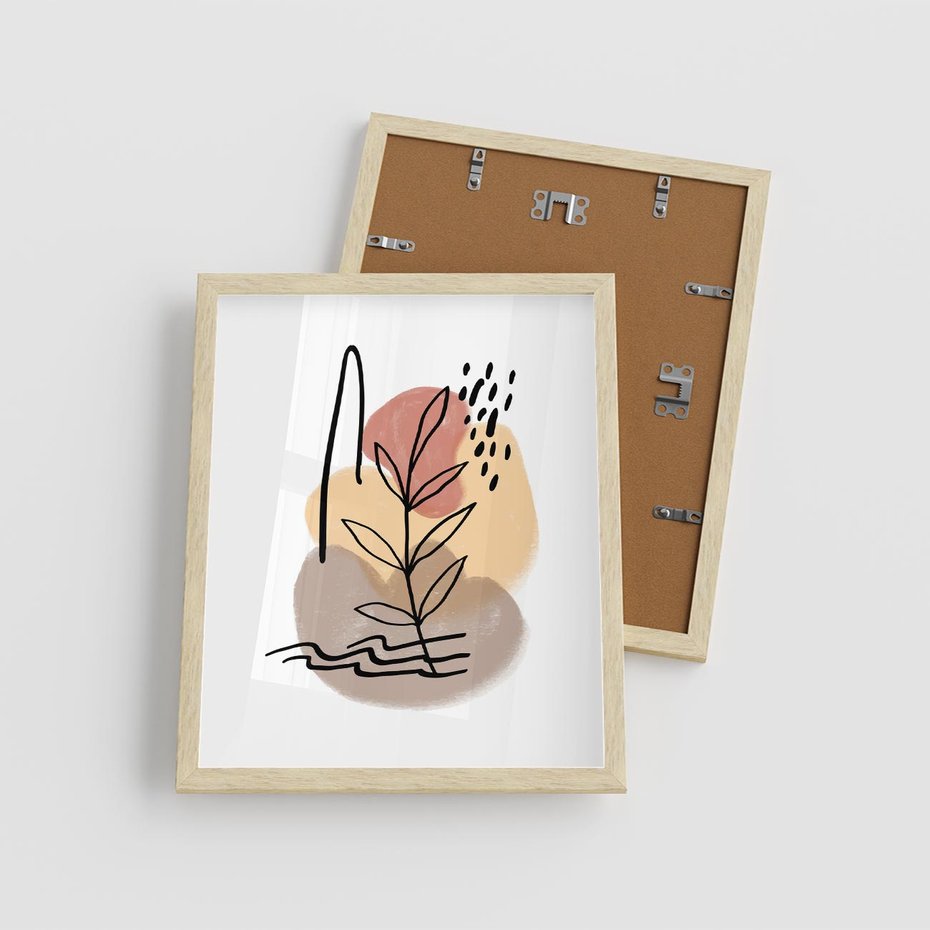 Plakat w ramie 40x50 - Konturem Przenikające - abstrakcja, sztuka nowoczesna - rama drewno