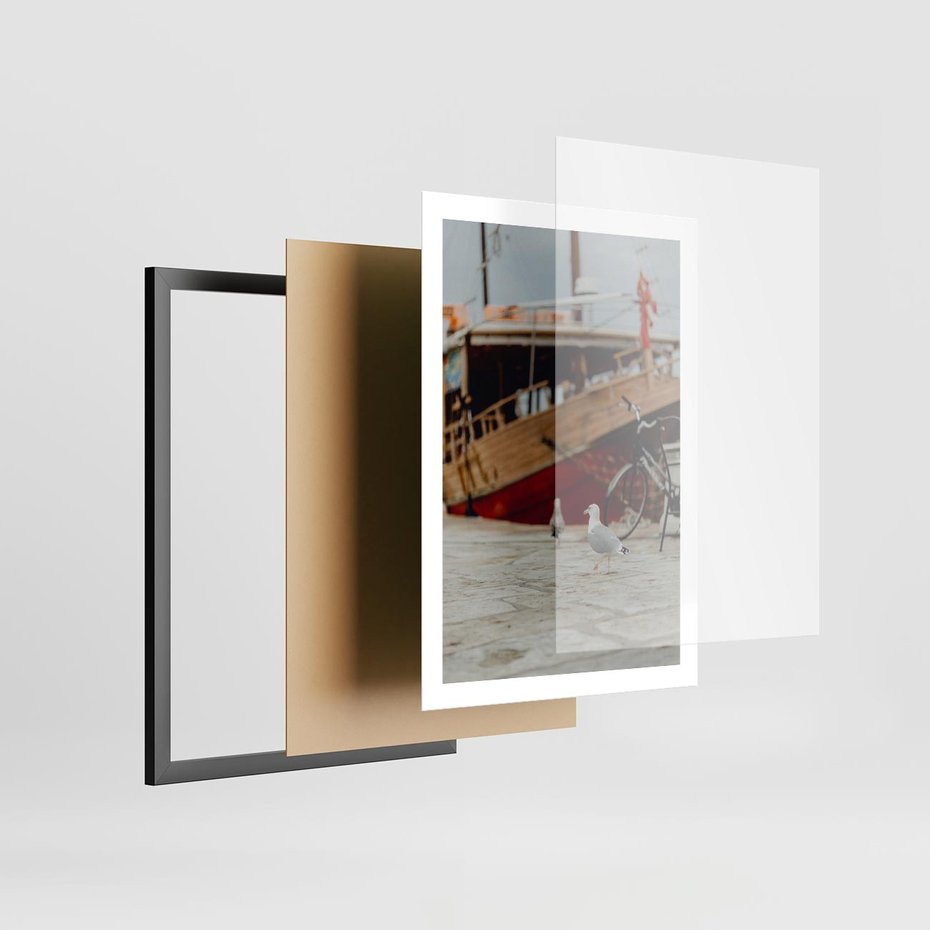 Plakat w ramie 50x70 - Przygoda na Horyzoncie - port, statek - rama czarna