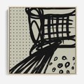 Obraz w ramie 80x80 - Złudne Kontemplacje - abstrakcyjna mroczna kompozycja, nieregularne - rama drewno