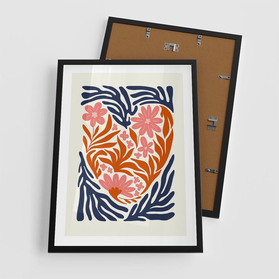 Plakat w ramie 50x70 - Kwiatami Splecione - kwiaty, nowoczesny plakat - rama czarna