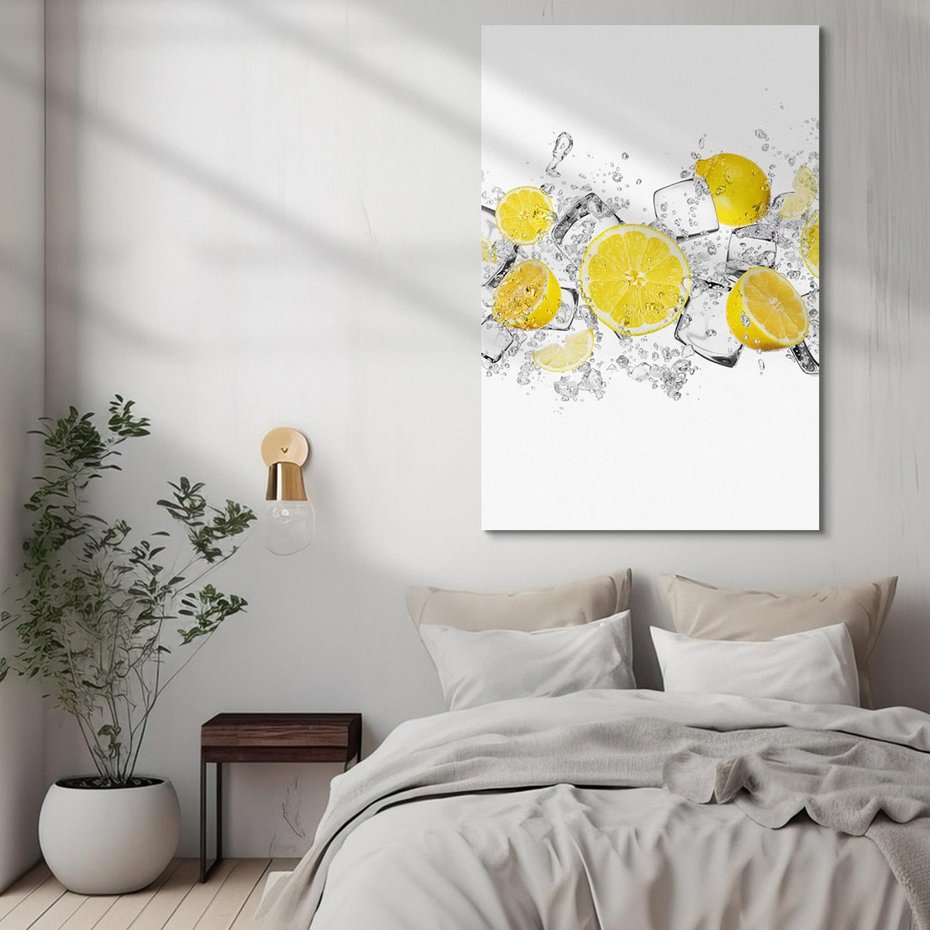 Obraz na płótnie 50x70 - Odkryj świeżość - lód, cytryny