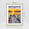 Plakat w ramie 30x40 - Zachód nad jeziorem z pomostem - pomost, jezioro - rama drewno