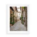 Plakat w ramie 50x70 - Urok Uliczki we Włoszech - uliczka, Włochy - rama biała