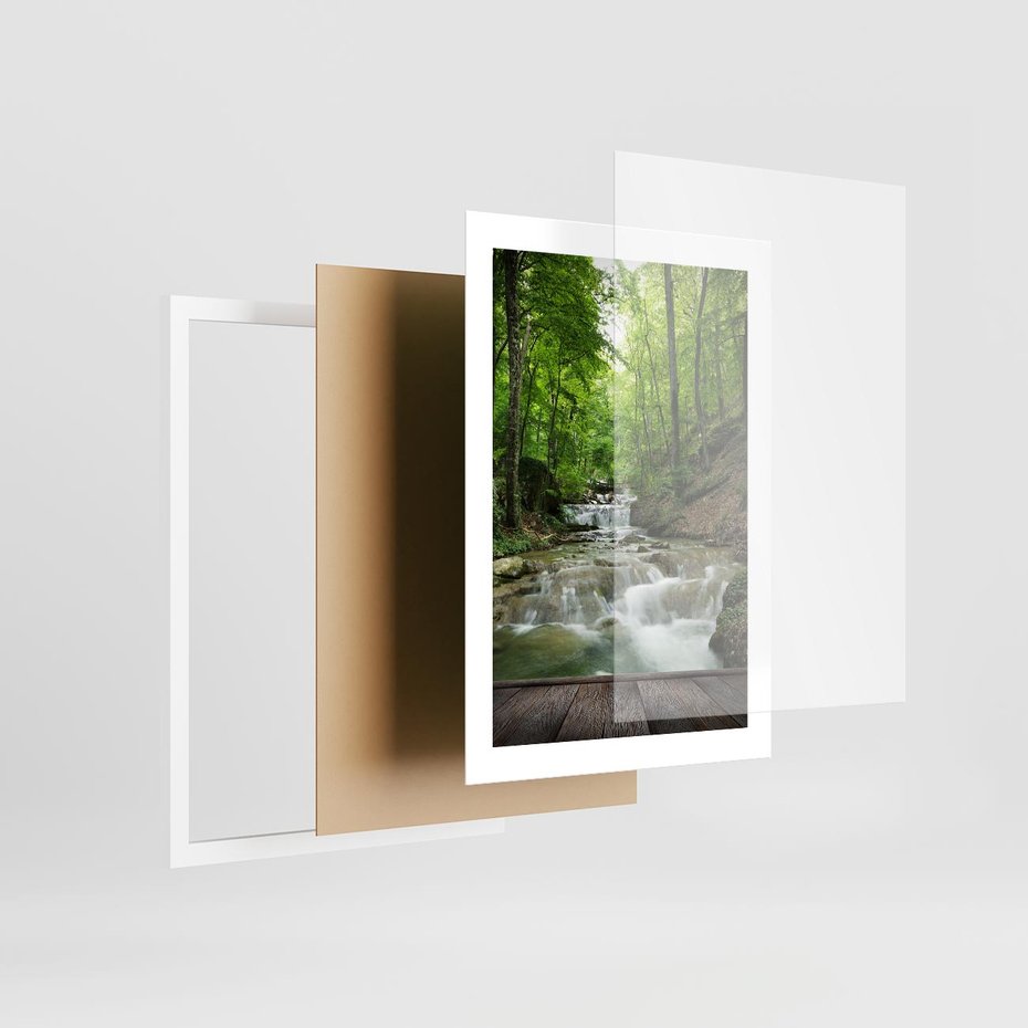 Plakat w ramie 30x40 - Plączący się strumień - rzeka, strumień - rama biała