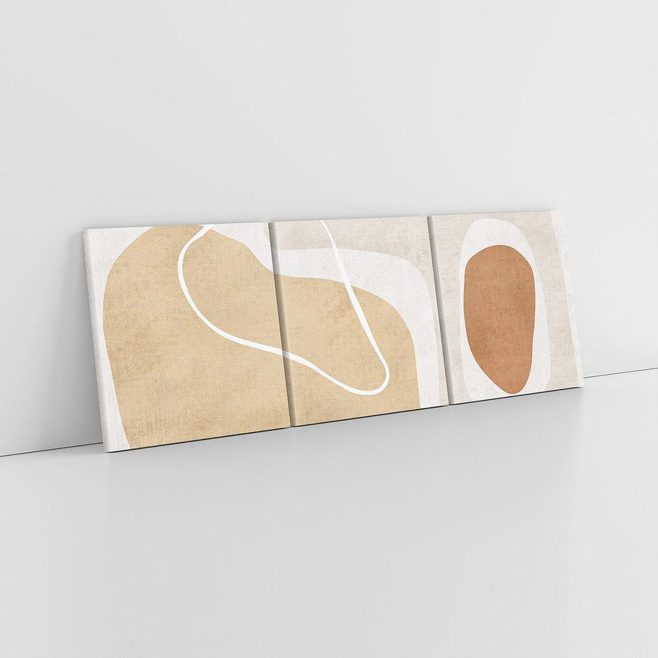 Obraz na płótnie 150x50 - Beżowa Harmonia - abstrakcyjne, nieregularne plamy