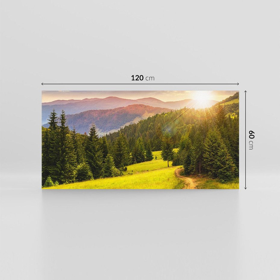 Obraz na płótnie 120x60 - Zachód słońca na łące - zachód, łąka