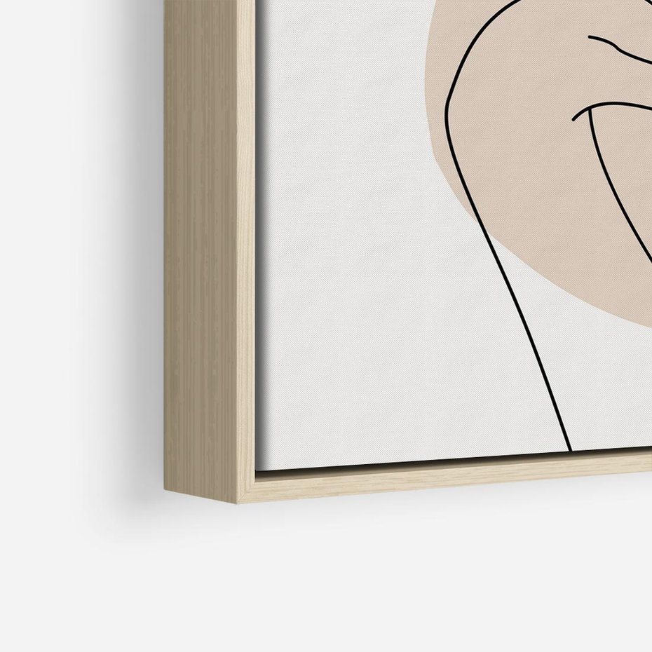 Obraz w ramie 80x80 - Przenikające Kształty - szkic jedną linią, one line - rama drewno