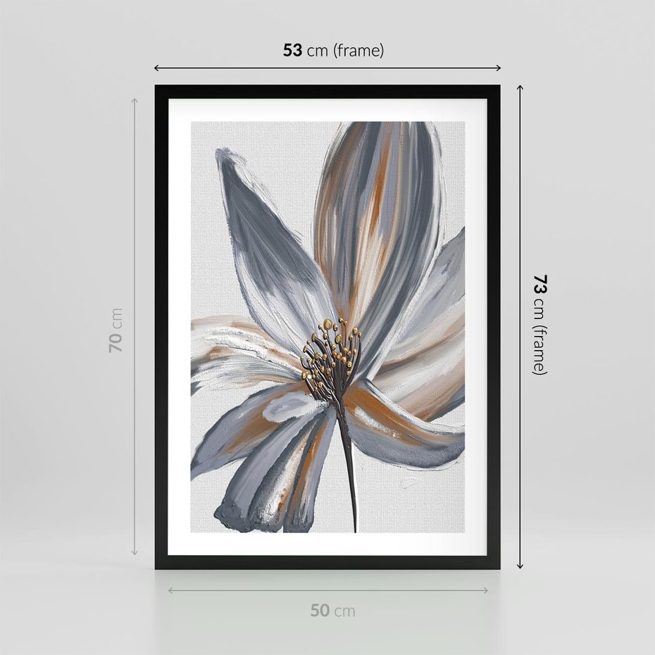 Plakat w ramie 50x70 - Olejne kwiaty - wyraz emocji - kwiaty, malowane - rama czarna