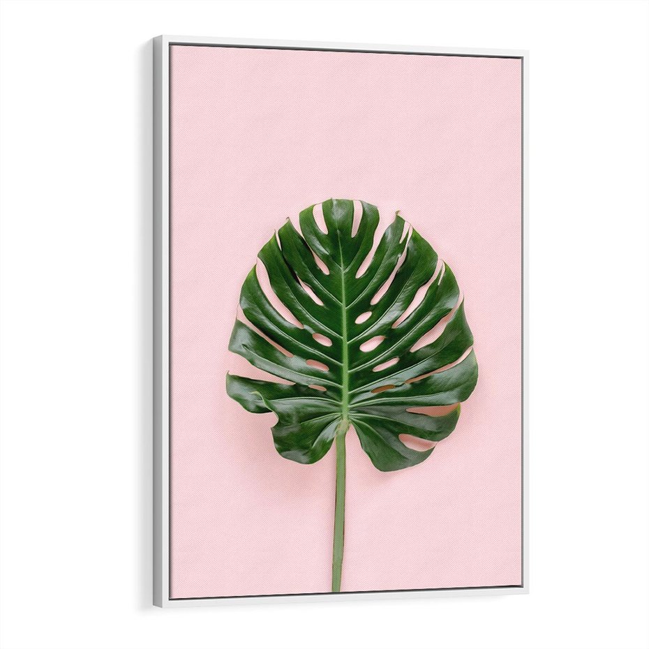 Obraz w ramie 50x70 - Egzotyczna Roślinność - liście, monstera - rama biała