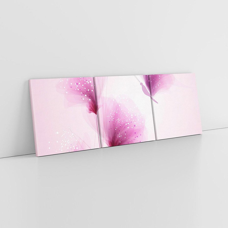 Obraz na płótnie 120x40 - Akwarelowe Kwiaty w Pastelach - kwiaty, akwarelowe