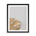 Plakat w ramie 50x70 - Natury Szlachetność - złote, liście - rama czarna