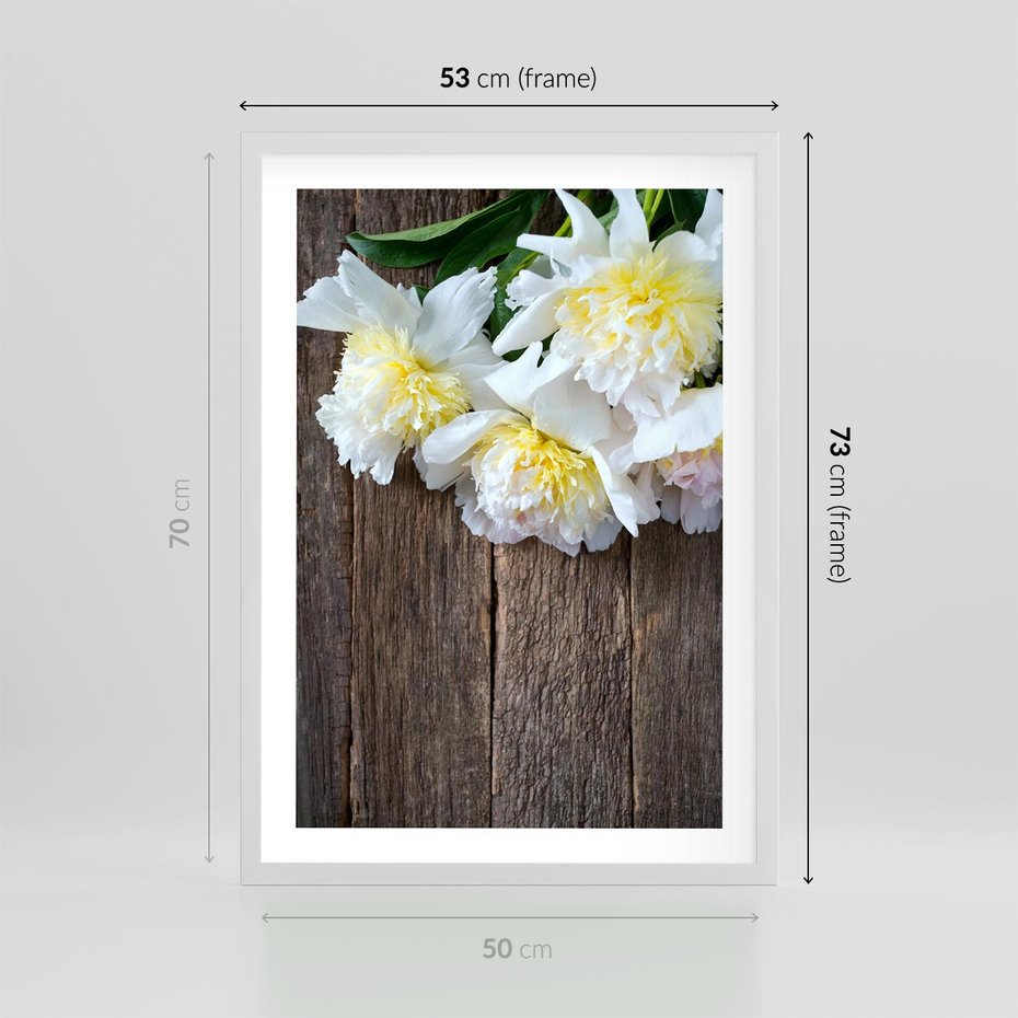 Plakat w ramie 50x70 - Relaksująca Harmonia - kwiaty, spa - rama biała