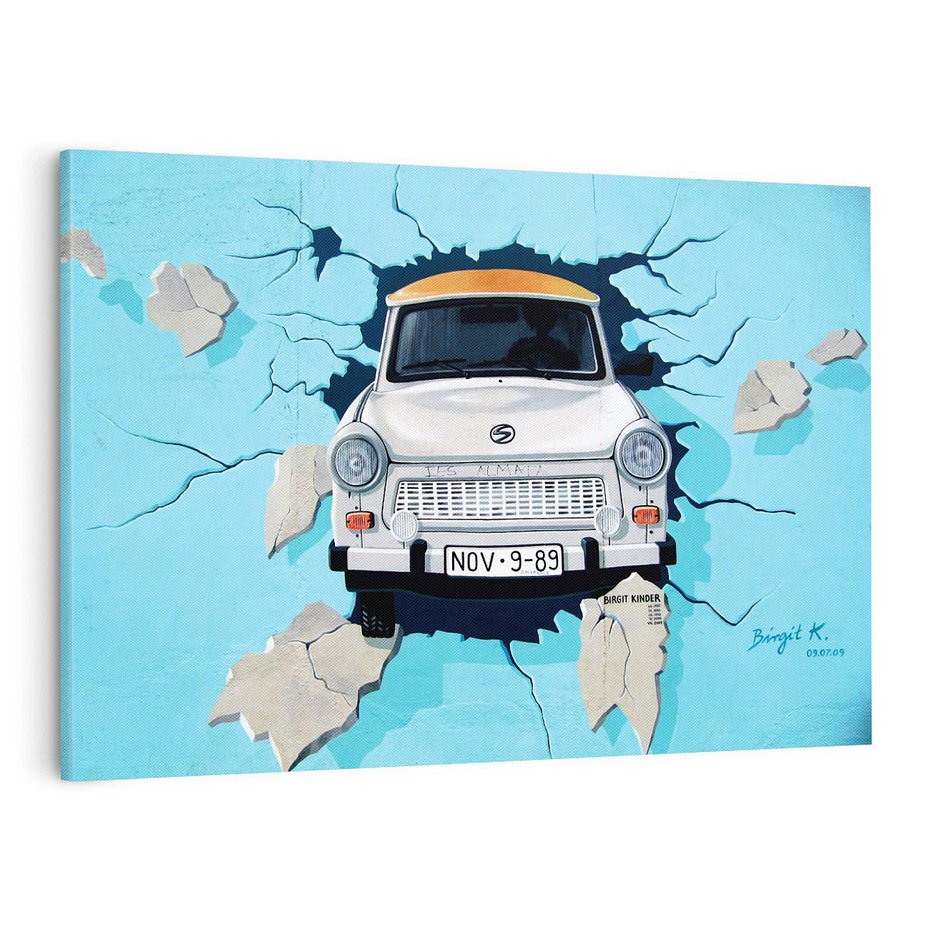 Obraz na płótnie 120x80 - Graffiti wśród gór artystyczne spojrzenie - samochód, graffiti