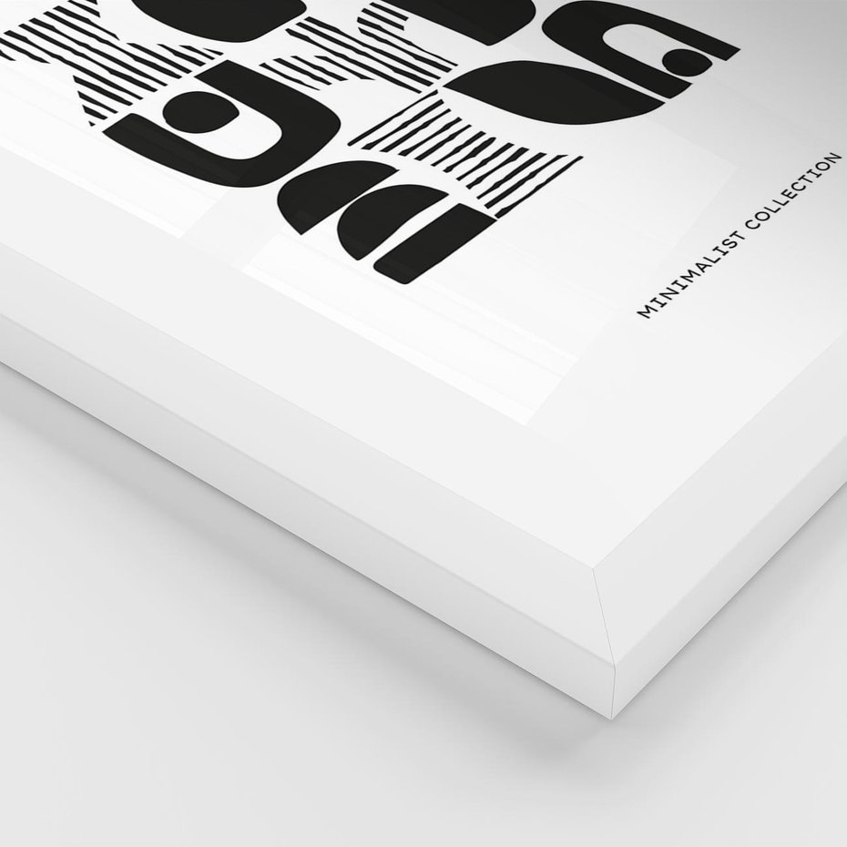 Plakat w ramie 40x50 - Taniec Dziwacznych Kresek - minimalistyczny plakat, czarno biały - rama biała