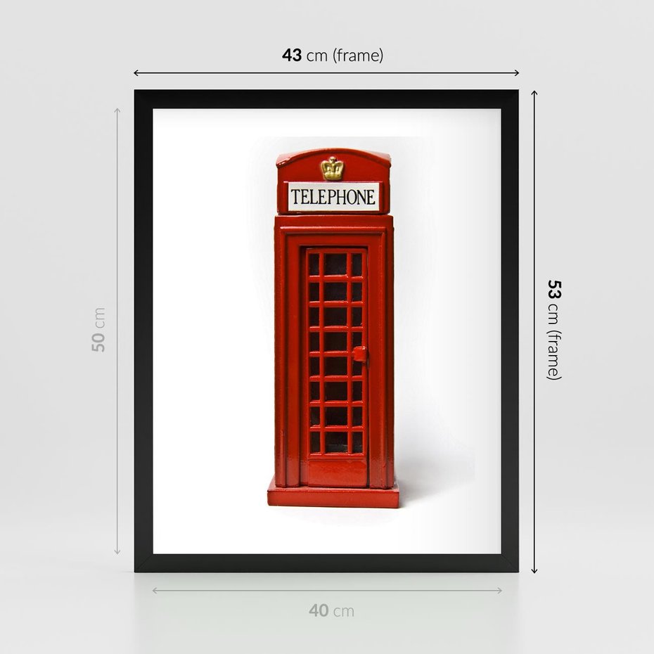Plakat w ramie 40x50 - Ikona Londynu - Londyn, budka - rama czarna