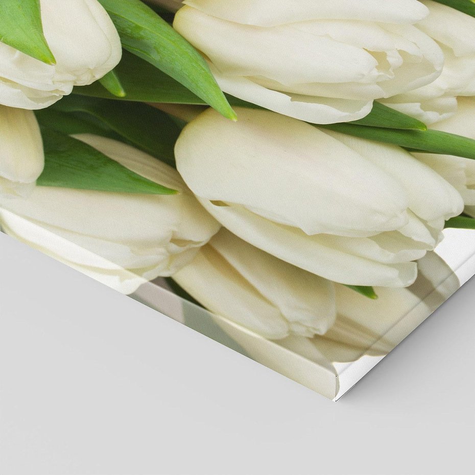 Obraz na płótnie 70x70 - Białe tulipany w pełnym rozkwicie - białe, tulipany