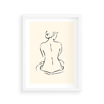 Plakat w ramie 50x70 - Migotliwa Symfonia - kobieta akt, minimalizm - rama biała