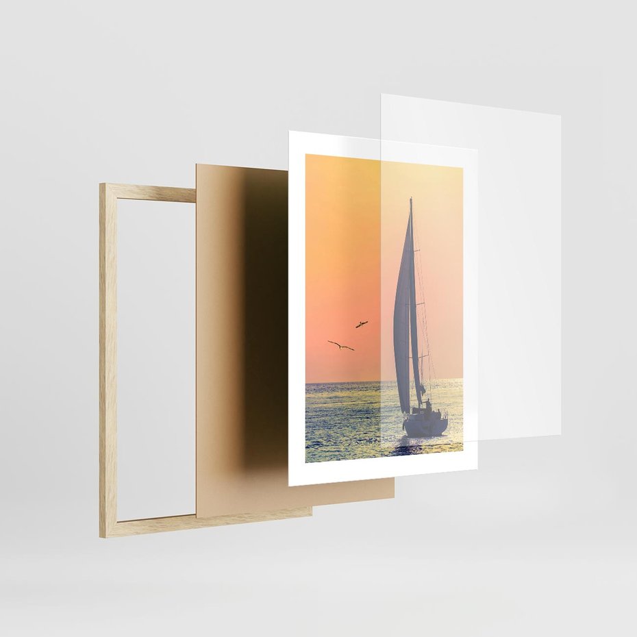 Plakat w ramie 30x40 - Żaglówka na Horyzoncie - żaglówka, jacht - rama drewno