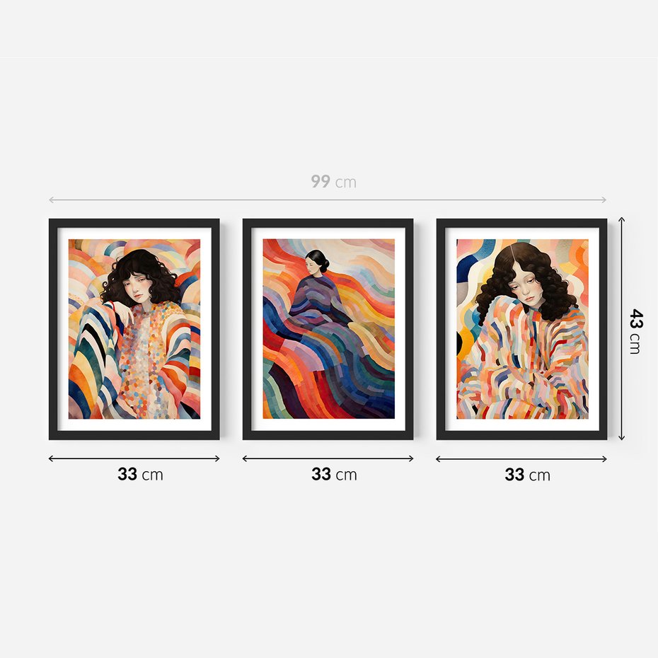 Zestaw obrazy w ramie 30x40 galeria - kobieta, boho, obraz, olejny, akwarela - rama czarna