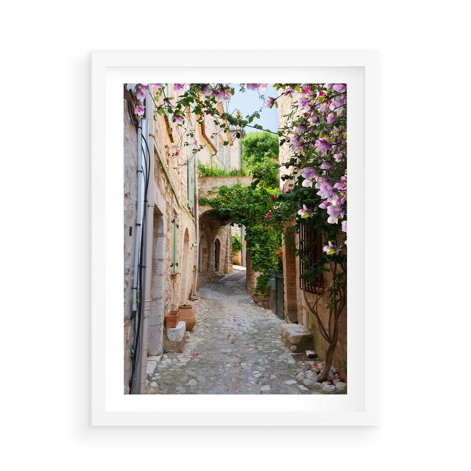 Plakat w ramie 50x70 - Ścieżka W Nieskończoność - uliczka, perspektywa - rama biała