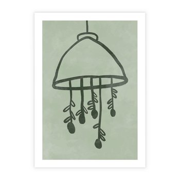Plakat bez ramy 30x40 - Zieleń Inspirującego Spokoju - plakat z abstrakcyjną zieloną lampą, skandynawski design