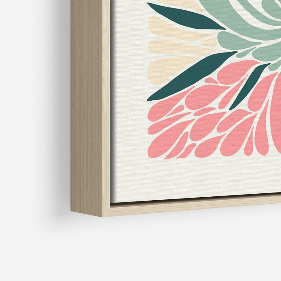 Obraz w ramie 80x120 - Rozbijające Barwy - abstrakcyjny pastelowy kwiat, wyrazista typografia - rama drewno