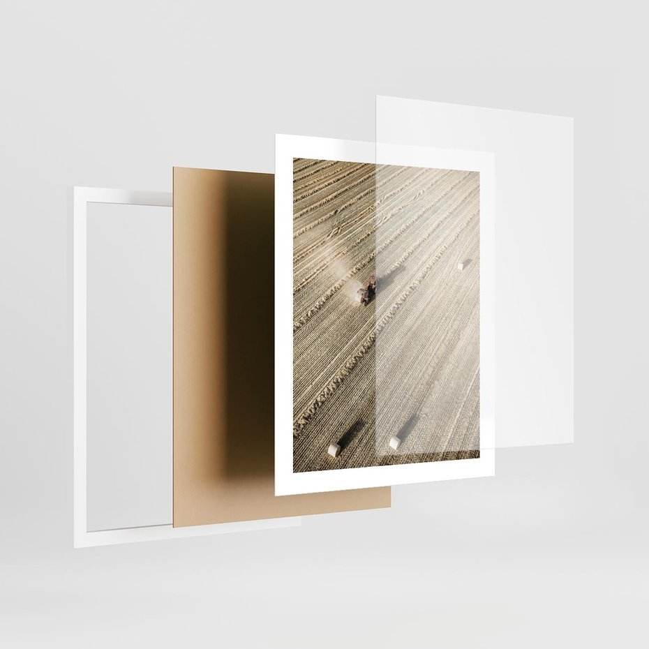 Plakat w ramie 40x50 - Rolnicza Praca - pole, traktor - rama biała