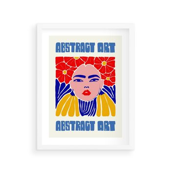 Plakat w ramie 50x70 - Przenikające Refleksje - sztuka abstrakcyjna, nowoczesny plakat - rama biała