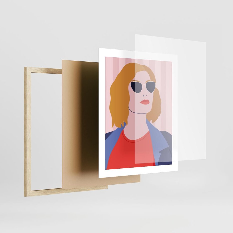 Plakat w ramie 40x50 - Kobieca Ekspresja - nowoczesny plakat, styl retro - rama drewno