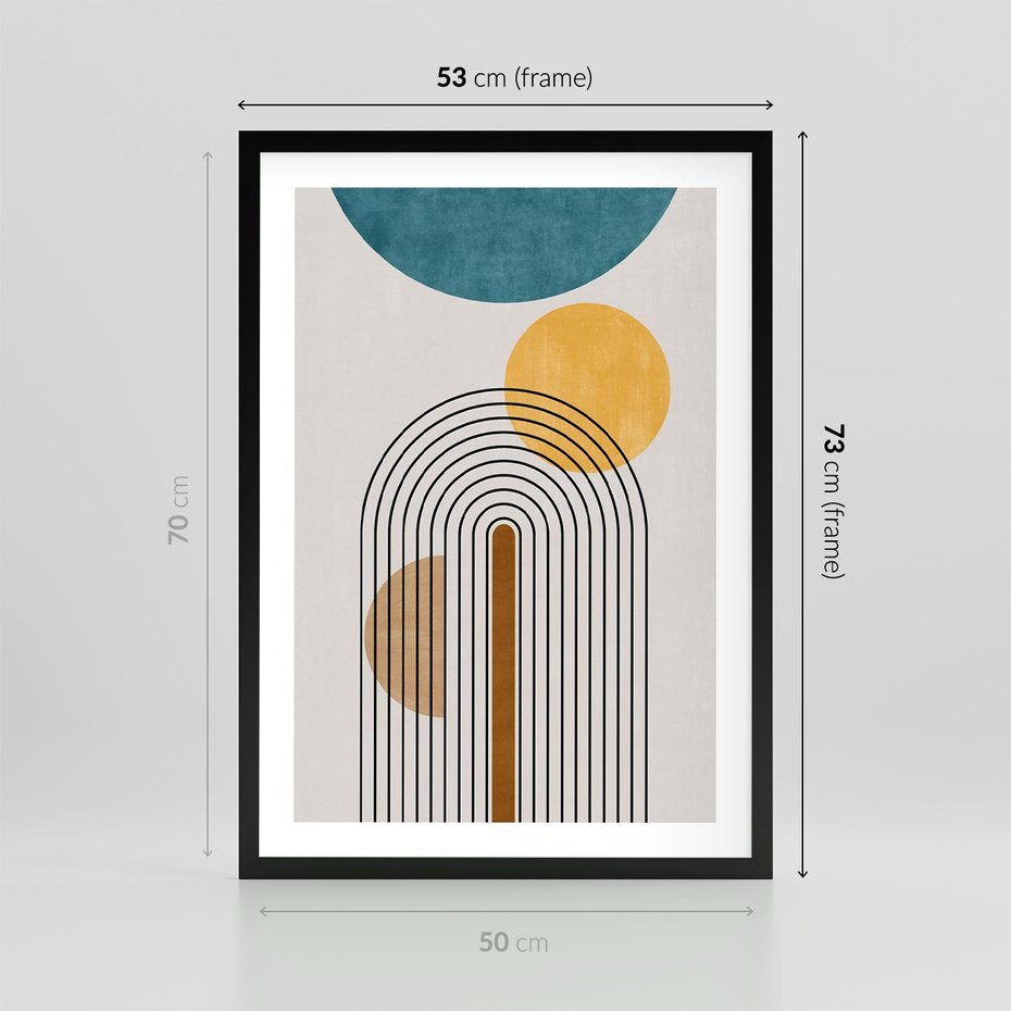 Plakat w ramie 50x70 - Wewnętrzne Labirynty Form - styl mid century, nowoczesna sztuka - rama czarna