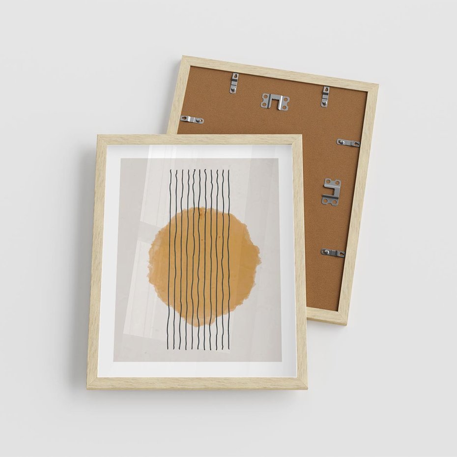 Plakat w ramie 40x50 - Taniec Emocji - abstrakcyjne akwarelowe plamy, nieregularne kreski - rama drewno