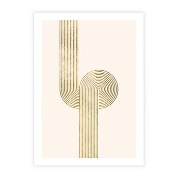 Plakat bez ramy 50x70 - Podróżne Kształty - geometryczne linie w złotym kolorze, minimalizm