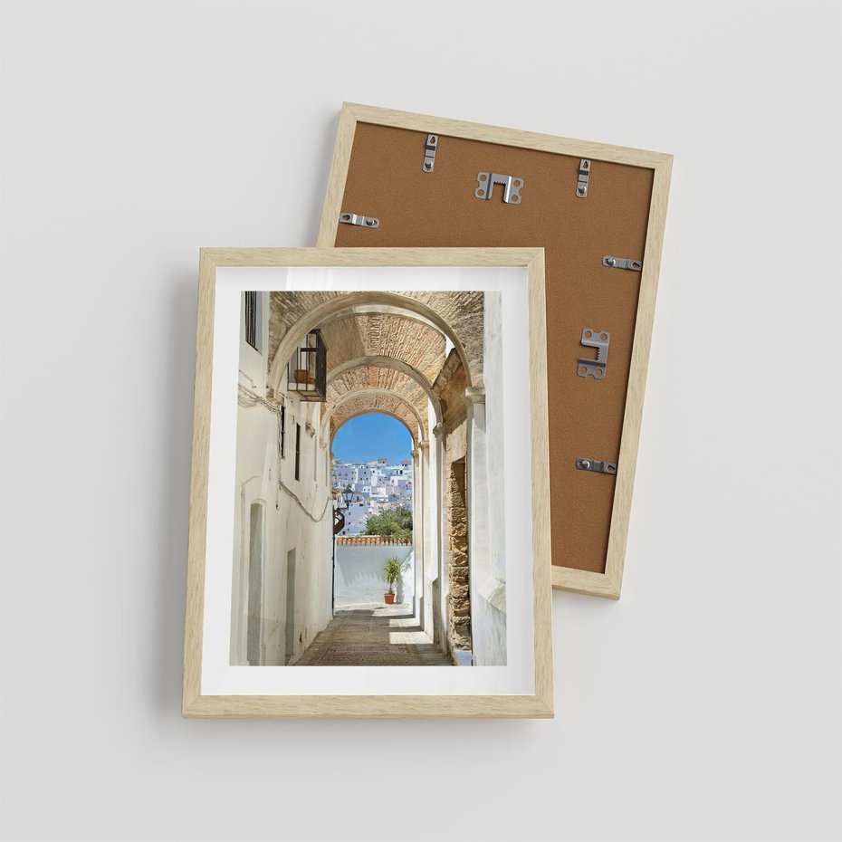 Plakat w ramie 30x40 - Romantyczna Przeprawa - romantyczna, uliczka - rama drewno