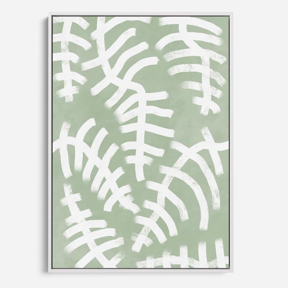 Obraz w ramie 80x120 - Oaza Zieleni - zielona abstrakcja, zgaszona zieleń - rama biała