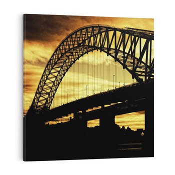 Obraz na płótnie 40x40 - Most przy zachodzie słońca - most, zachód
