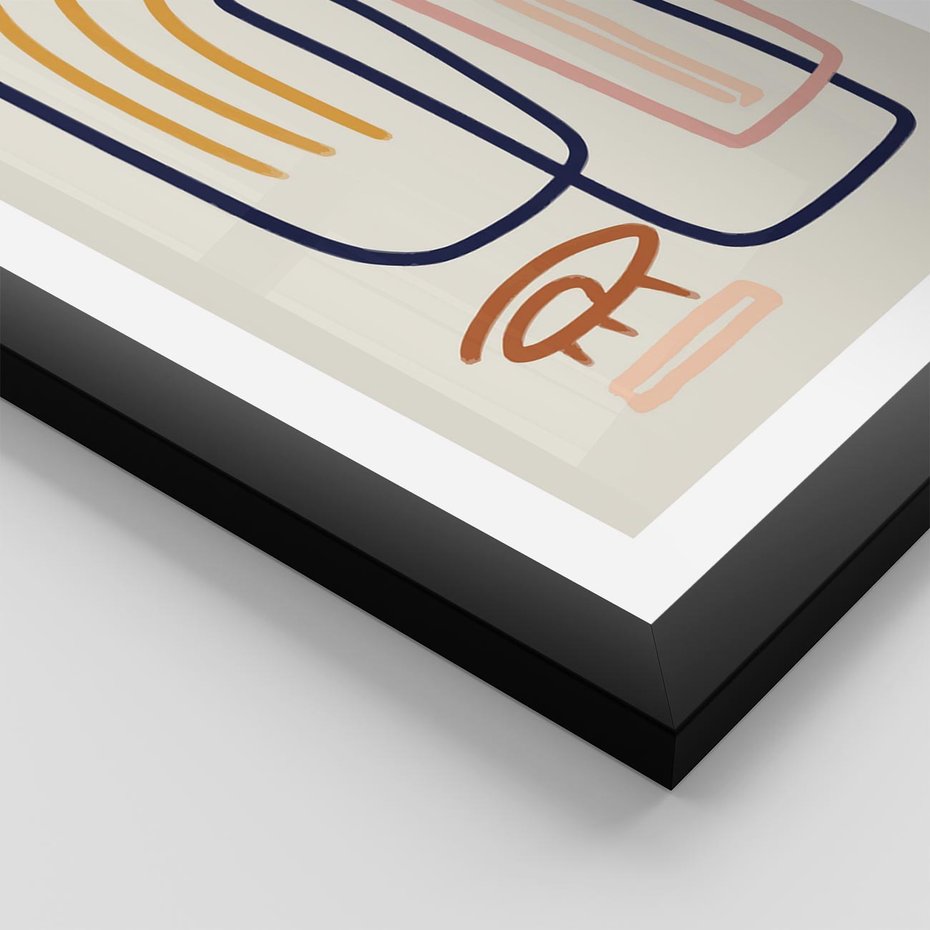 Plakat w ramie 50x70 - Abstrakcyjne Mrugnięcie - abstrakcja w stylu picasso, beżowe tło - rama czarna