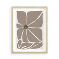 Plakat w ramie 50x70 - Złudne Zmysły - abstrakcyjny kwiat, beże i brązy - rama drewno