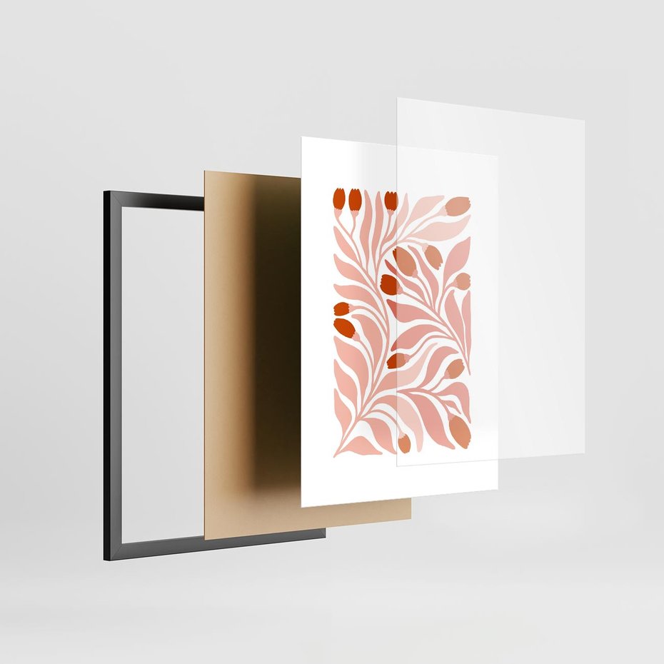 Plakat w ramie 50x70 - Nieskrępowane wyobraźnie kolorów - kwiaty, pastelowe kolory - rama czarna