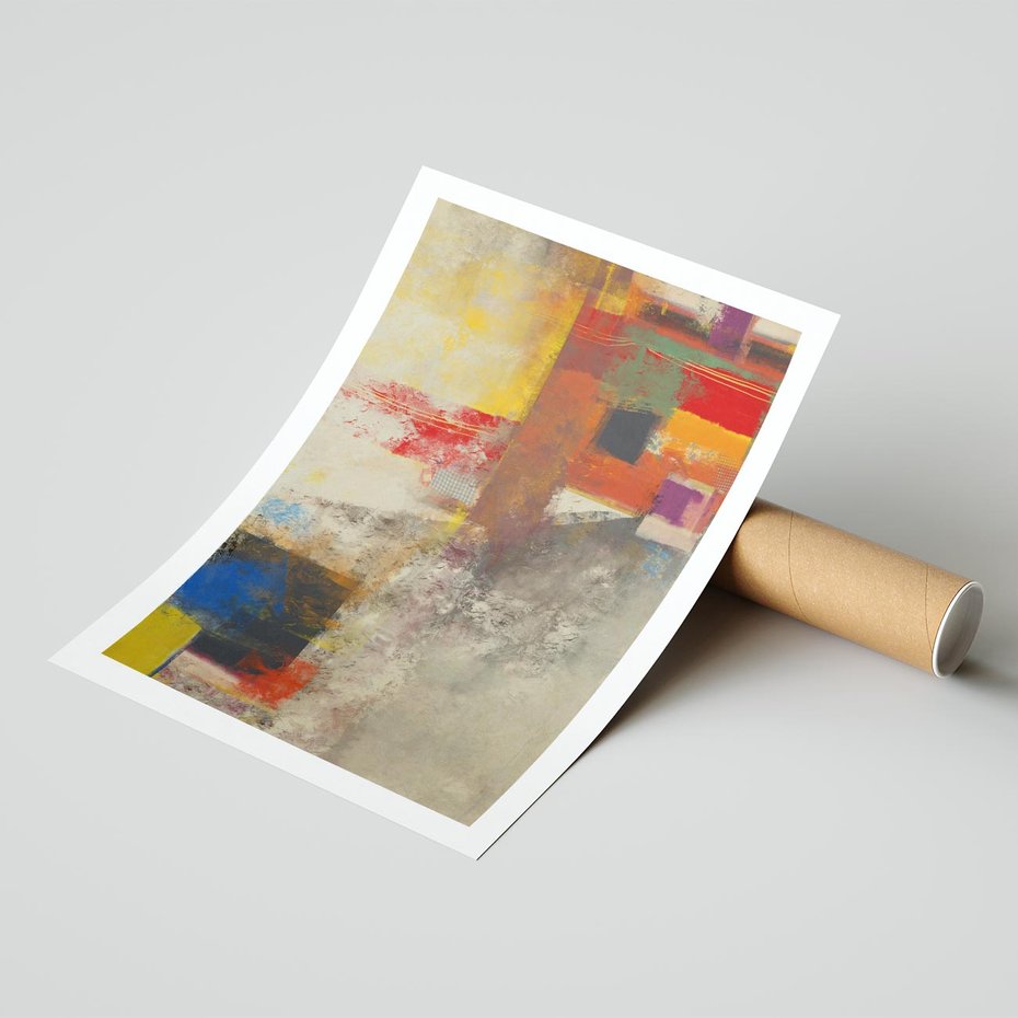 Plakat bez ramy 50x70 - Abstrakcja olejna - kształty i kolory - abstrakcja, olejna