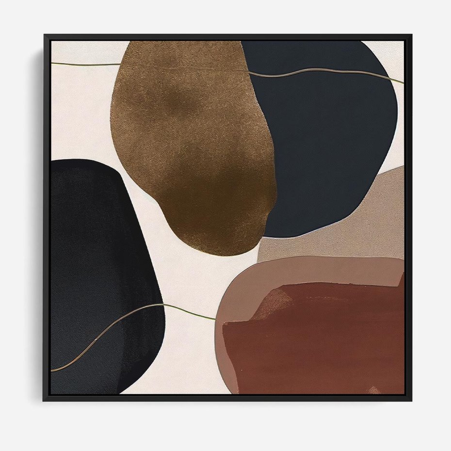 Obraz w ramie 50x50 - Wibracje uczuć i emocji - nieregularne plamy, czarny - rama czarna