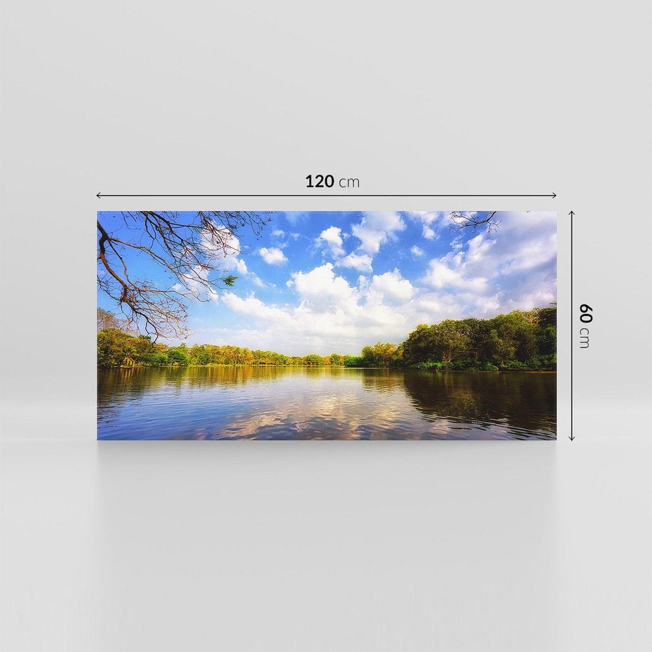 Obraz na płótnie 120x60 - Jezioro: Ukojenie wśród drzew - jezioro, las