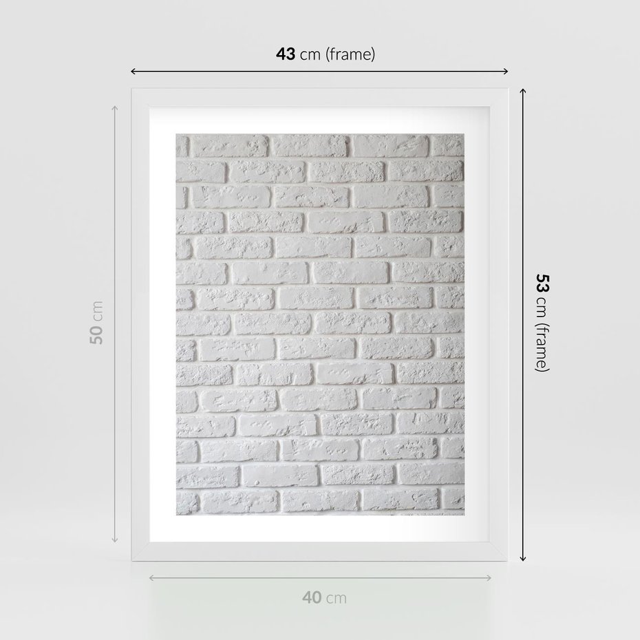 Plakat w ramie 40x50 - Wymiarowa Struktura - ściana, cegła - rama biała