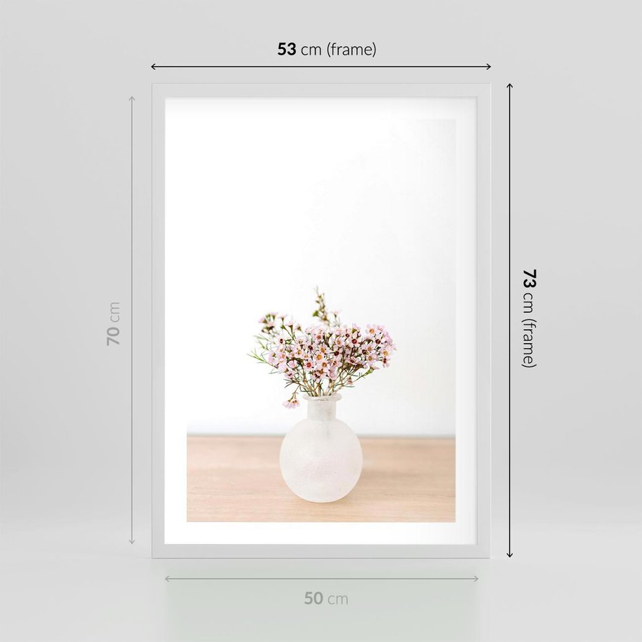 Plakat w ramie 50x70 - Kwiaty w Minimalistycznym Wazonie - kwiaty, wazon - rama biała