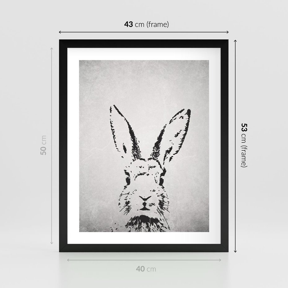 Plakat w ramie 40x50 - Szkicowany królik w grafice - szkic, królik - rama czarna