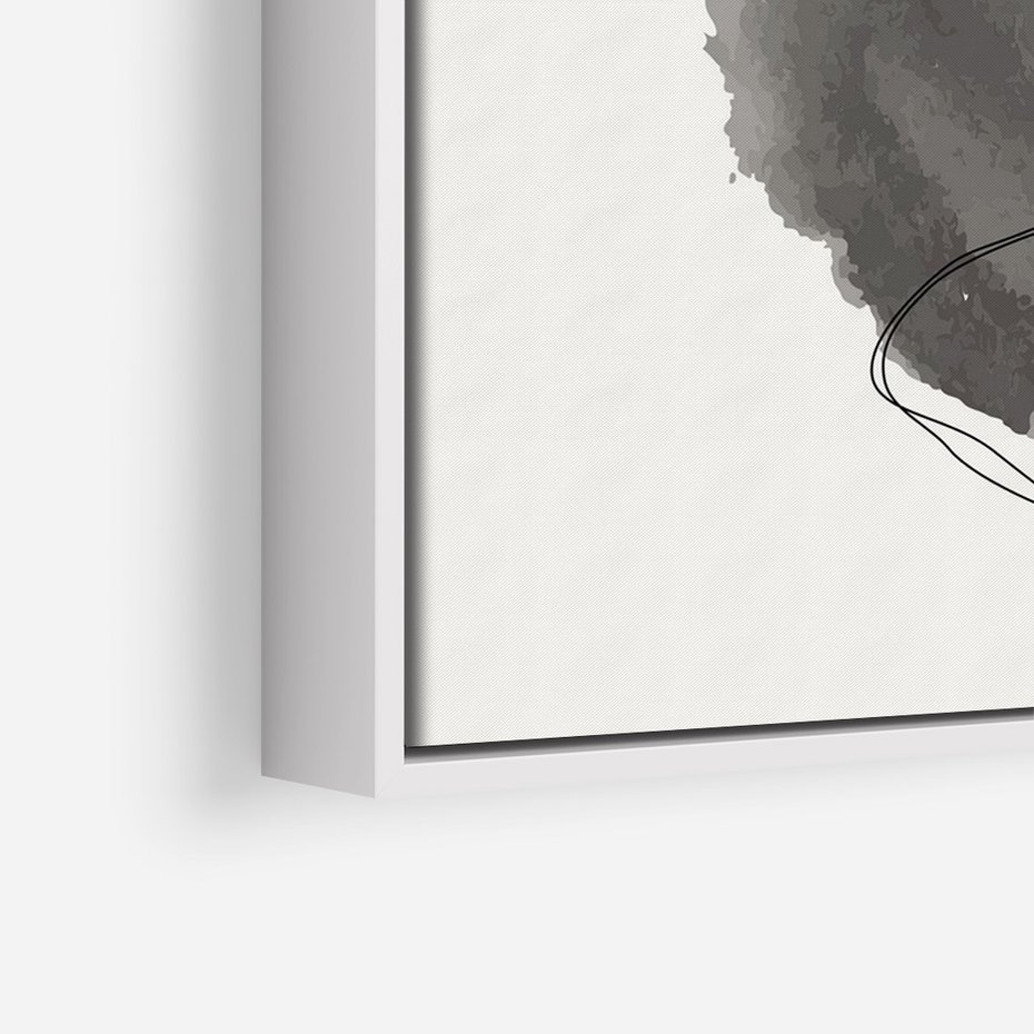 Obraz w ramie 70x100 - Bezczasowe Rytmy - abstrakcyjne nieregularne plamy, czarny - rama biała