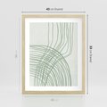 Plakat w ramie 40x50 - Migotliwa Spokojna Zieleń - zielony plakat, abstrakcyjne splątane linie - rama drewno