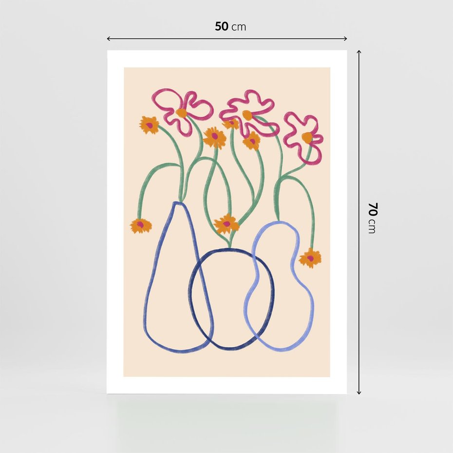 Plakat bez ramy 50x70 - Migocące Pastelowe Impresje - minimalistyczny abstrakcyjny obraz, prymitywne kwiatki