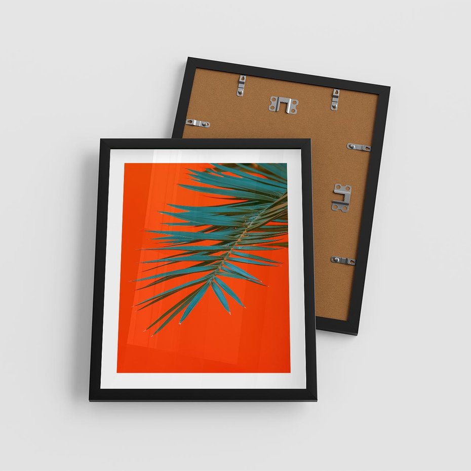 Plakat w ramie 40x50 - Egzotyczny Urok - liście, palma - rama czarna